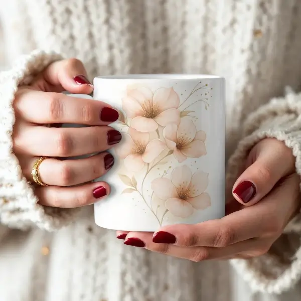 Dusty Rose Floral Mug - Rose Coffee Cup