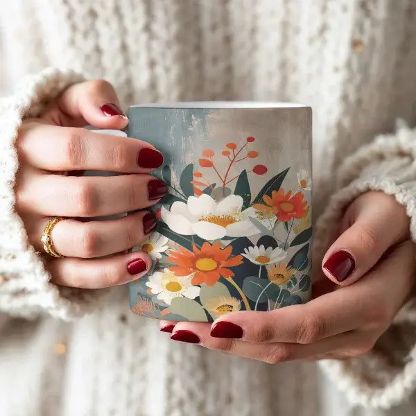 Wildflower Floral Mug - Vintage Botanical Design