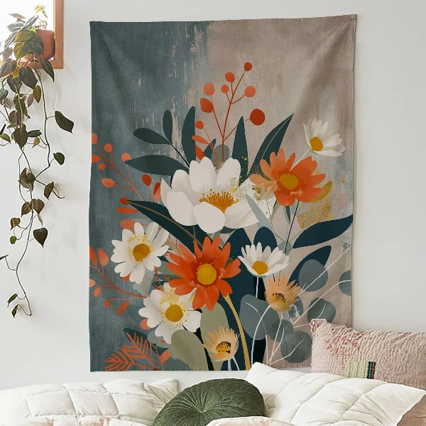 Wildflower Tapestry - Vintage Floral Wall Hanging