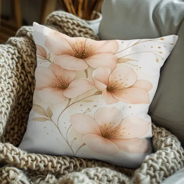 Dusty Rose Throw Pillow - Soft Pink Floral