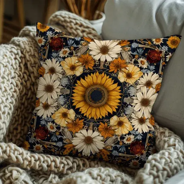 Sunflower Throw Pillow - Bold Botanical Elegance