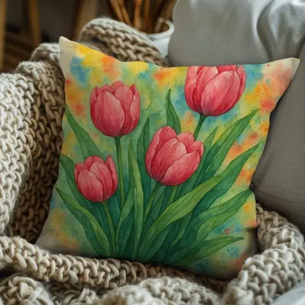 Tulip Throw Pillow - Home Floral Decor