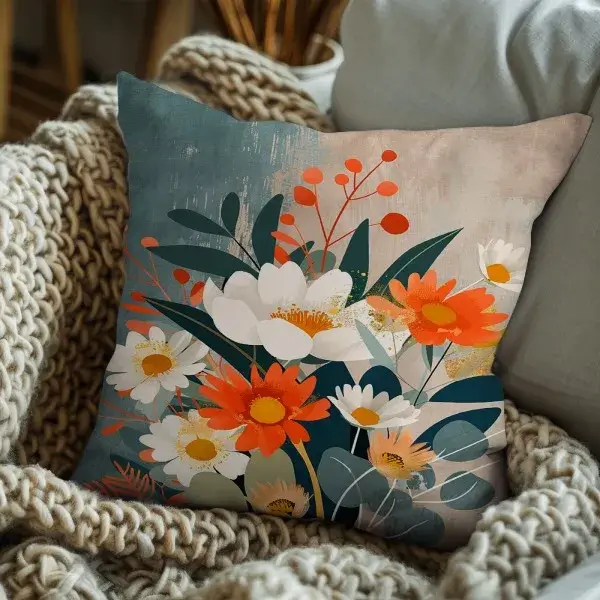 Wildflower Pillow - Vintage Floral Cushion